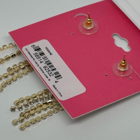 ISAAC MIZRAHI Gold Tone Crystal Dangling Post  Earrings - Picture 3 of 10